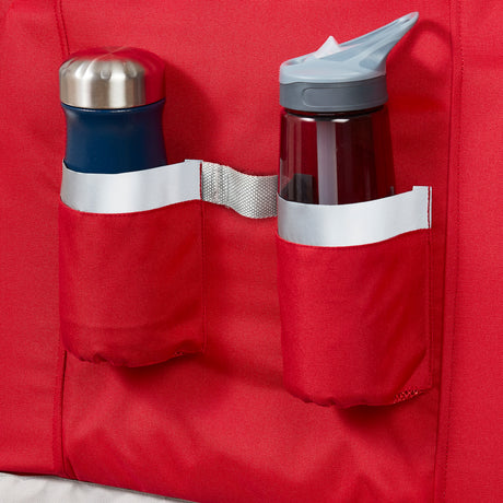 Zoomed image of two water bottles in the front cupholders