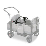 Gray stroller wagon with a car seat adapter resting on the side walls of the wagon