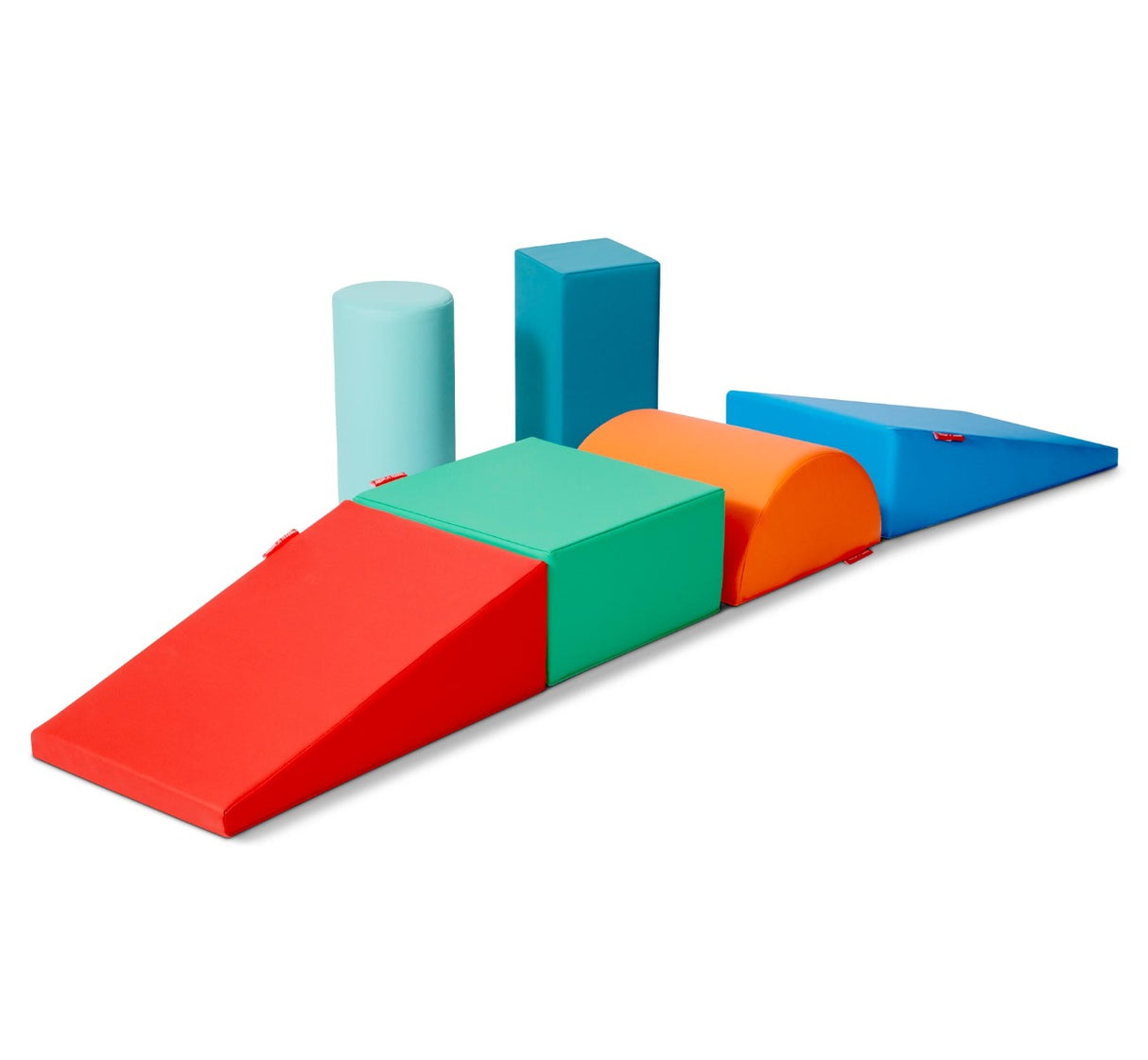 Rainbow Tumble Town™ Foam Climbing Blocks Assembled as Ramp